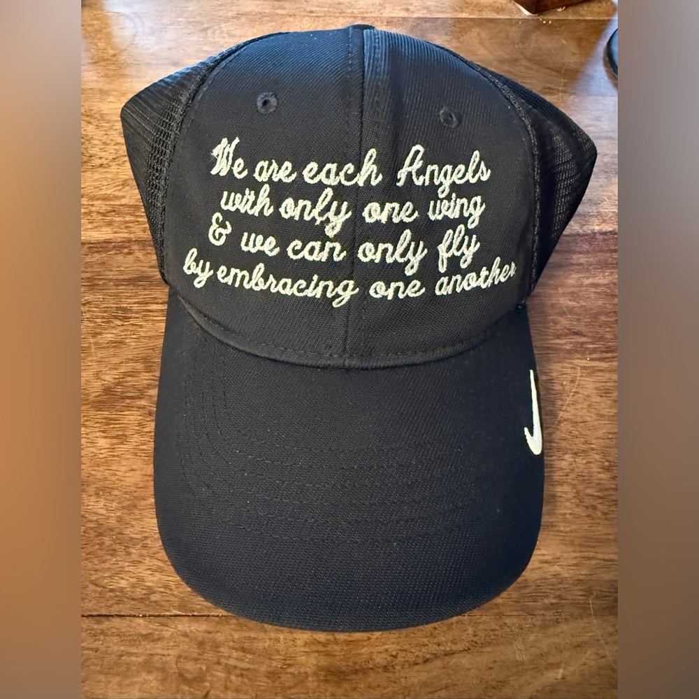 Nike Black and White Embroidered Quote Dri-Fit Legacy91 Fitted Baseball Cap M/L